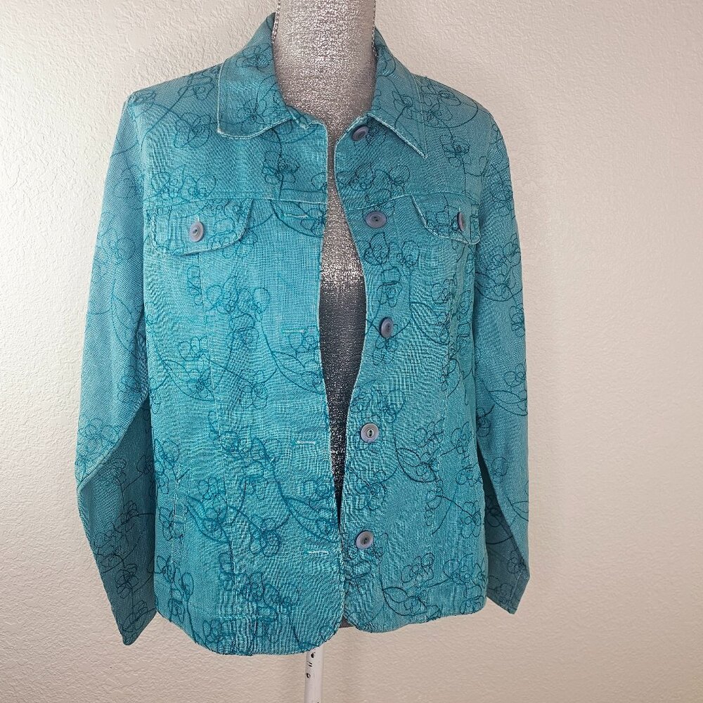 Barn Fly Turquoise Linen Jacket